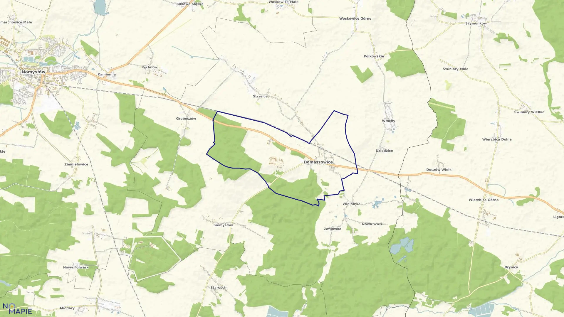 Mapa obrębu DOMASZOWICE w gminie Domaszowice