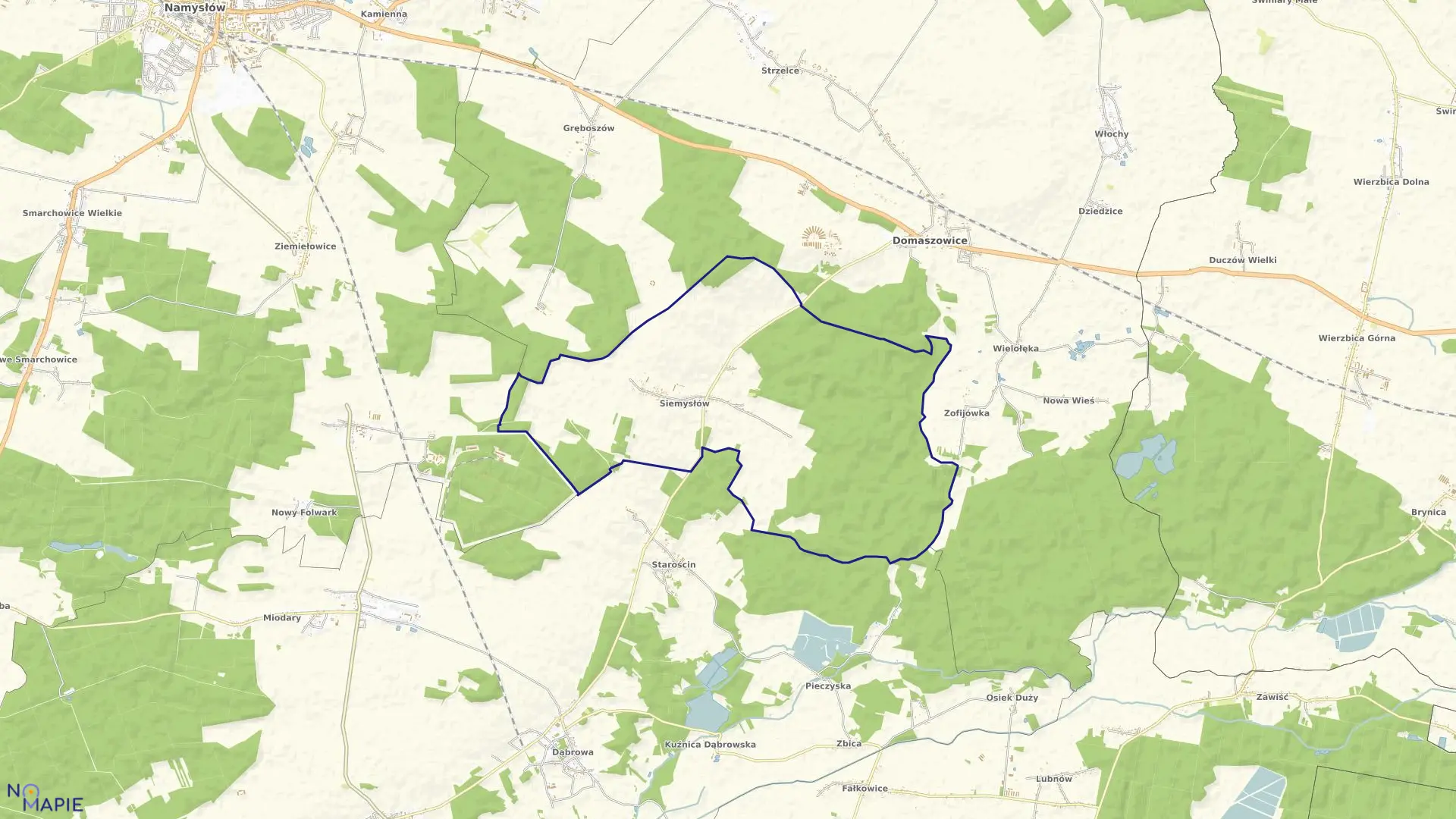 Mapa obrębu SIEMYSŁÓW w gminie Domaszowice