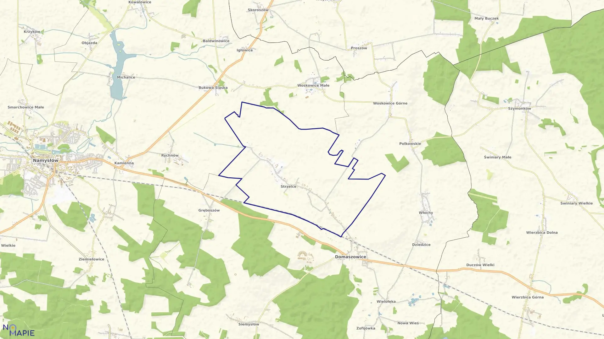 Mapa obrębu STRZELCE w gminie Domaszowice